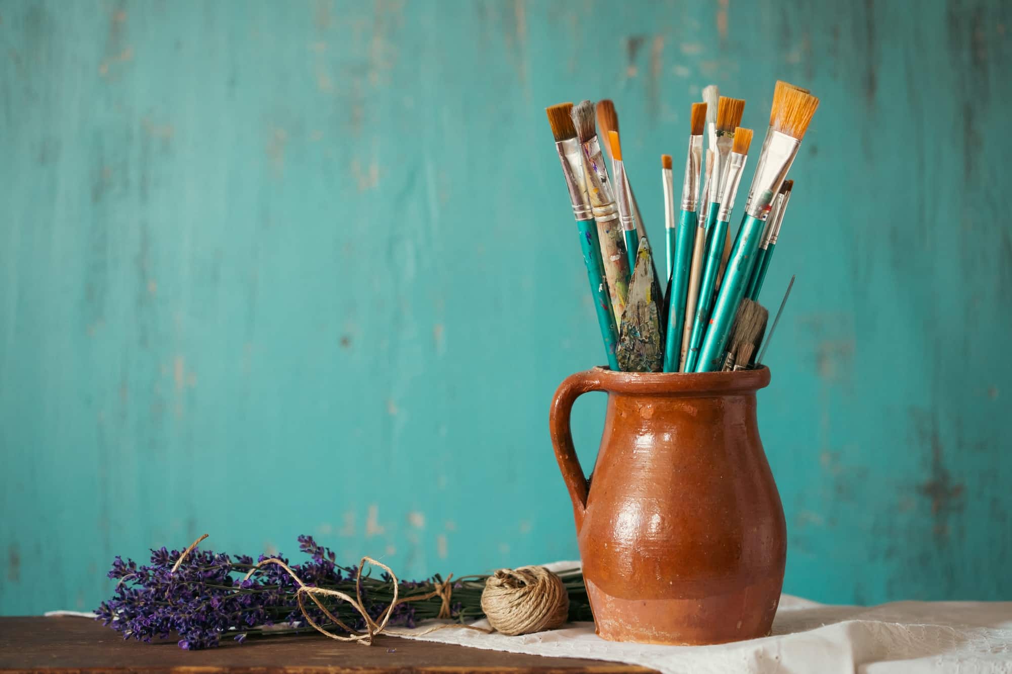 Paintbrush for painting as artistic paint still life.