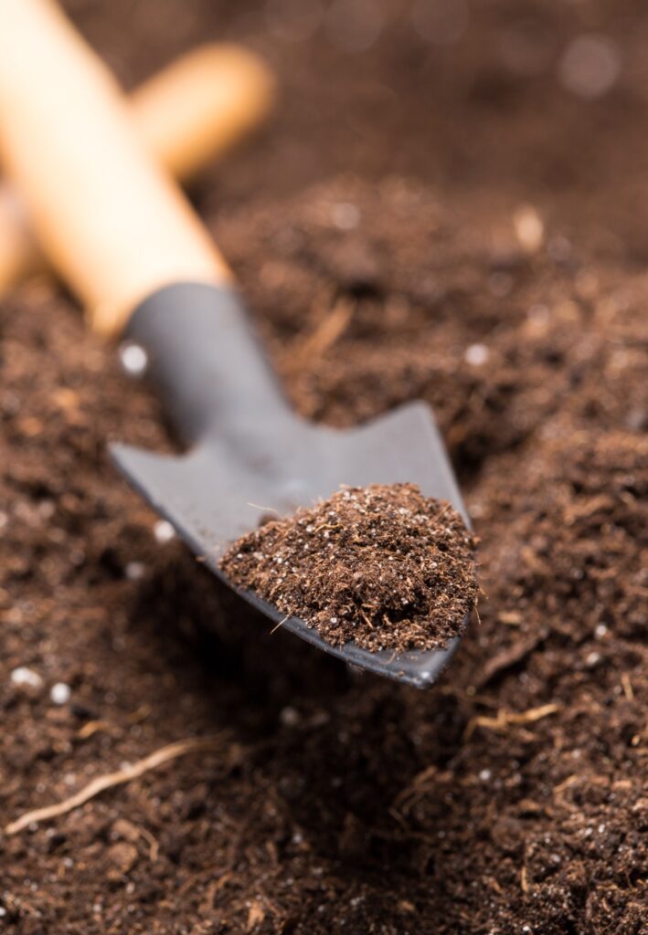 Shovel tool on soil