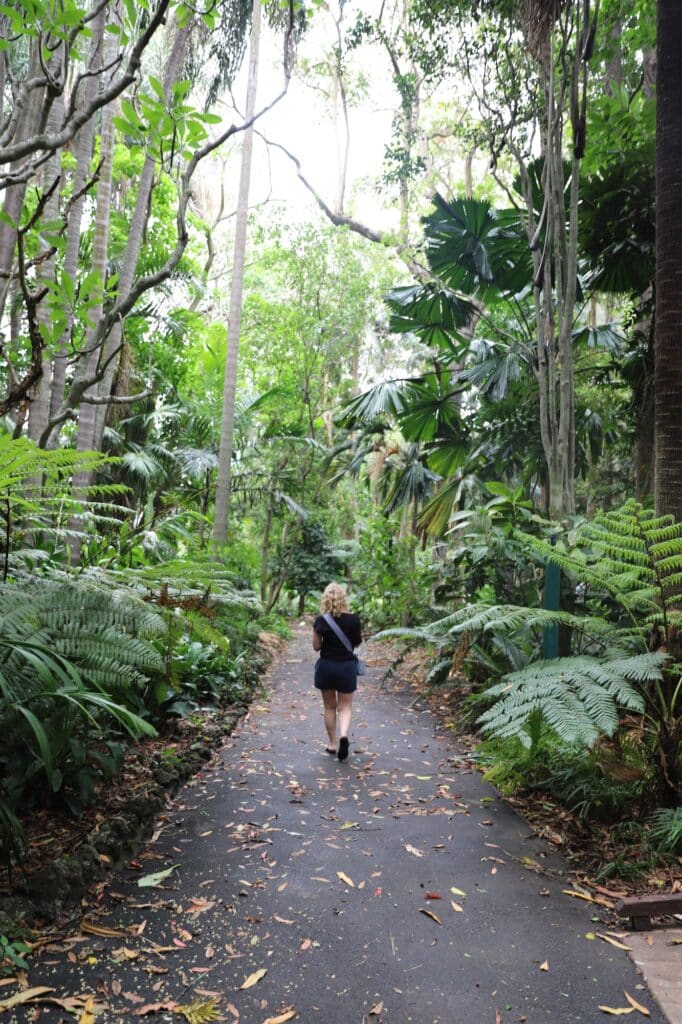 Woman walking in the forest